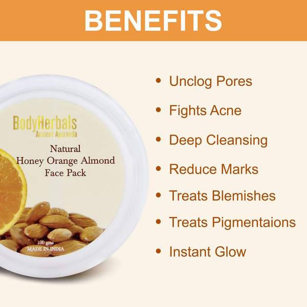 Bodyherbals Skin Brightening Orange Honey & Almond Face Pack | Grocsy