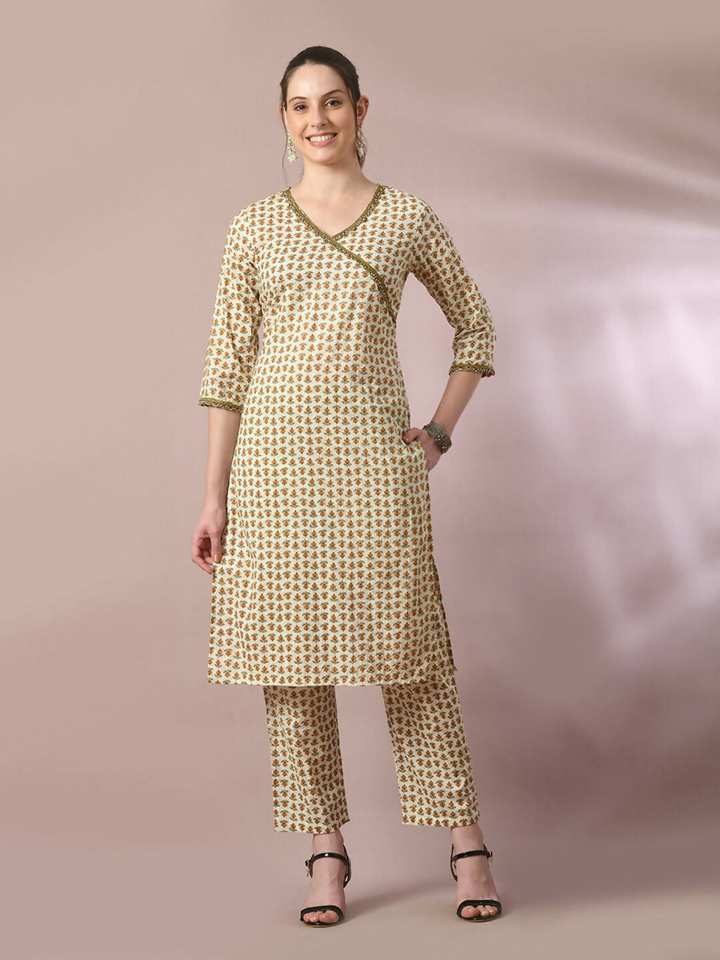 Myshka Women's Multi Printed Cotton Straight Party Kurta Set | Grocsy