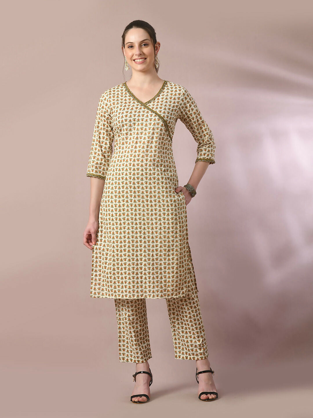 Myshka Women's Multi Printed Cotton Straight Party Kurta Set | Grocsy