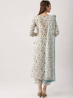 Vamika Cream Printed Cotton Party/Casual Wear Kurta Set/Suit | Grocsy