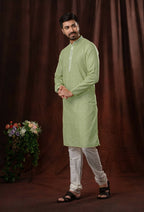 Joban Fashion Light Green Art Silk Kurta Pyjama | Grocsy