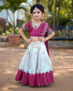Jyoti Fashion Classy Wine Heavy Chenille Sequins Embroidered Kids Lehenga Choli Set | Grocsy