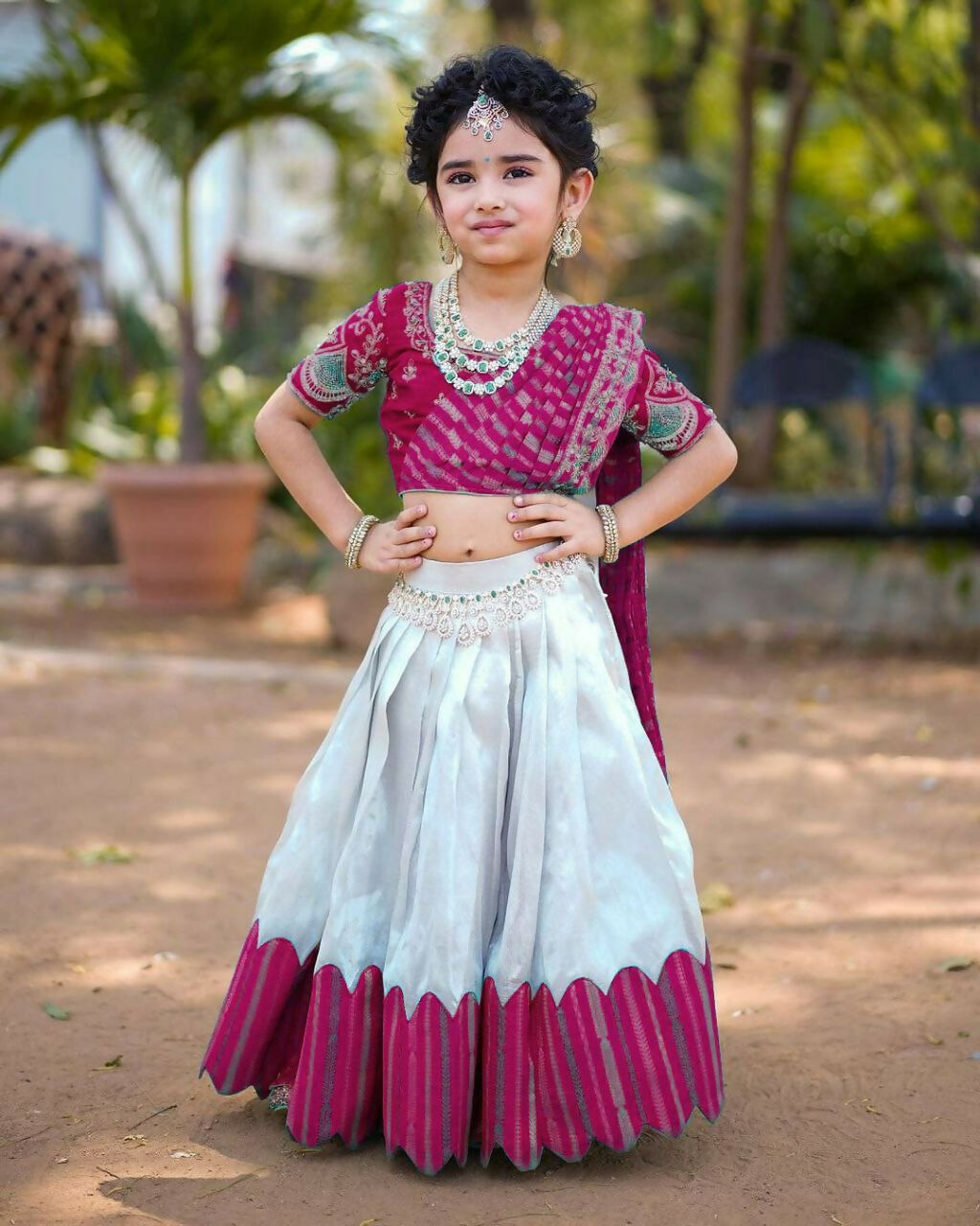Jyoti Fashion Classy Wine Heavy Chenille Sequins Embroidered Kids Lehenga Choli Set | Grocsy