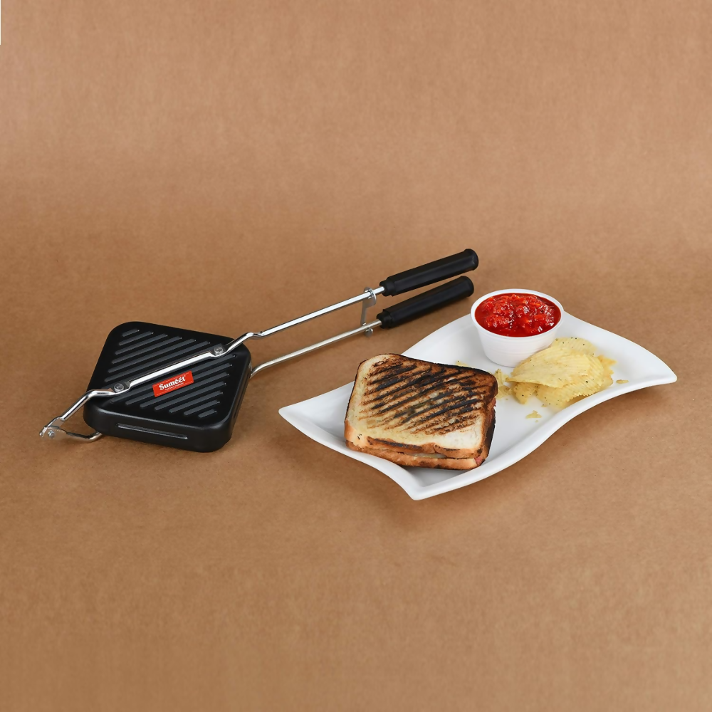 Sumeet Aluminium Nonstick Grill Gas Sandwich Toaster - Black | Grocsy