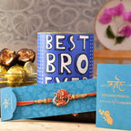 Krishna Raag Rakhi & Chocolate Dipped Khajoor Laddu Combo | Grocsy