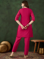 Sangria Embroidered Pure Cotton Kurta & Trouser | Grocsy