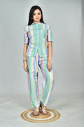 Morchari Digital Print Semi Muslin Co-Ord Set Top & Trouser-Multicolor | Grocsy