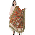 A R Silk Modal Kalamkari Printed Fancy Green Dupatta | Grocsy
