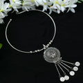 Mominos Fashion Johar Kamal Oxidised Silver-Plated Hasli Design Necklace Choker For Women | Grocsy