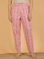 Aramya Straight Soft Cotton Abstract Print Women's Kurta Set - Pink | Grocsy