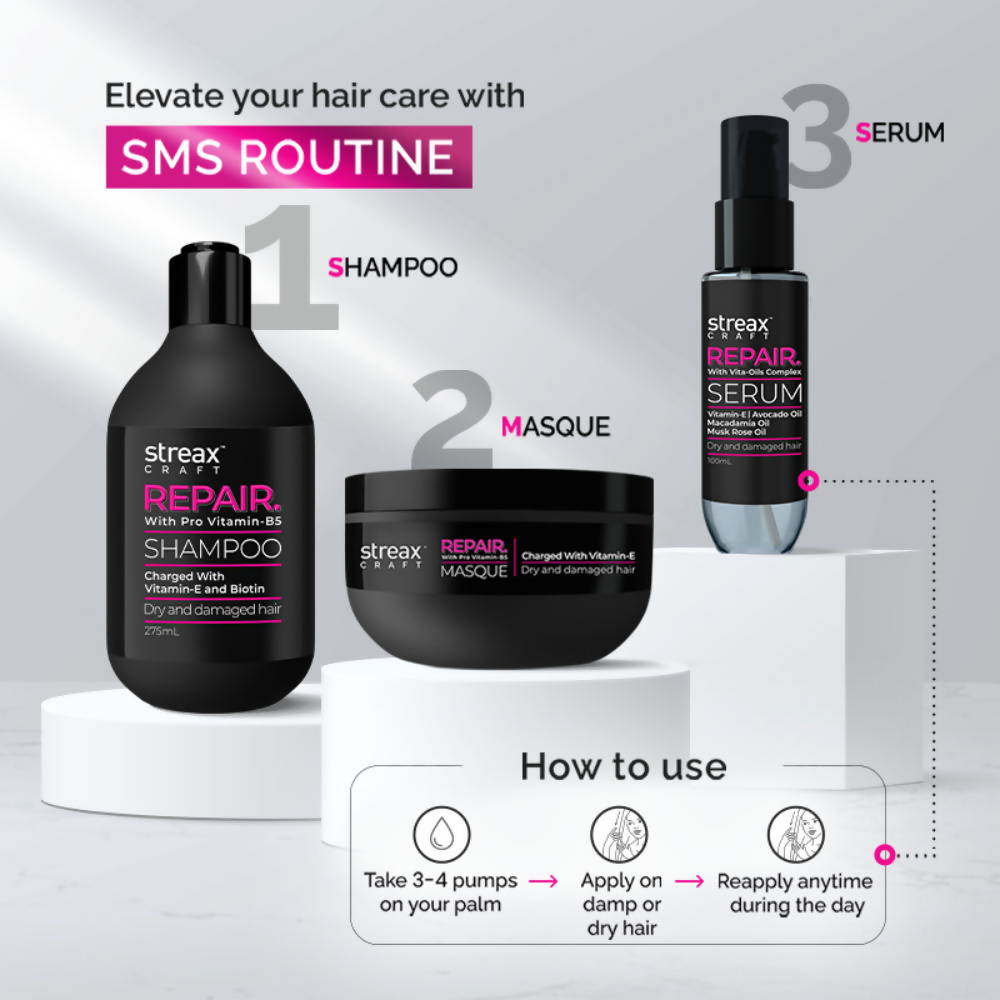 Streax Craft Repair Hair Serum For Dry and Damaged Hair Repair With Vita-Oils Complex | Grocsy