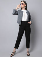 Even Apparels Grey Pure Wool Open Front Statement Jacket | Grocsy