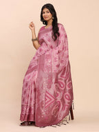 Shree Shyam Fashion Linen Cotton Light Pink Saree | Grocsy