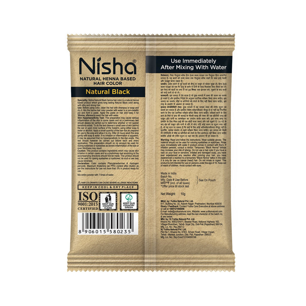 Nisha Henna Based Hair Colour For Women & Men Natural Black | Grocsy