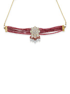 Maroon Kundan Choker with Pearl Drops- Ruby Raang | Grocsy