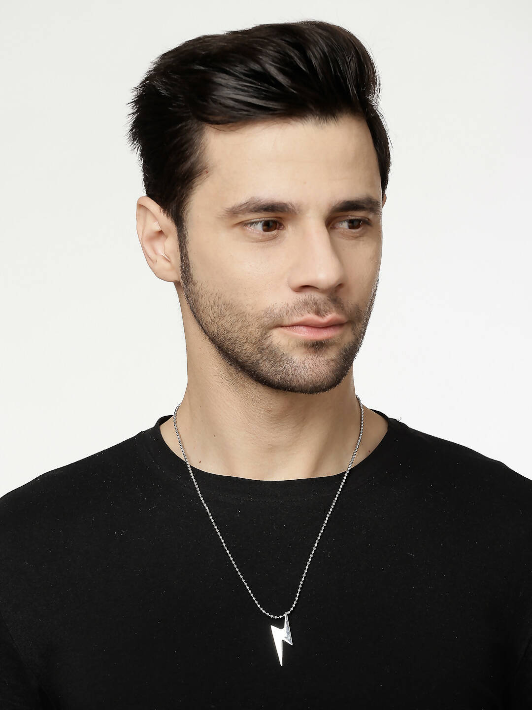 NVR Men Silver Plated Flash Pendent With Chain | Grocsy