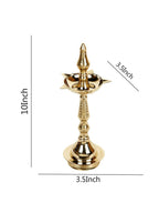 CraftVatika Gold-Toned Brass Kerala Diya Oil Lamp Stand | Grocsy