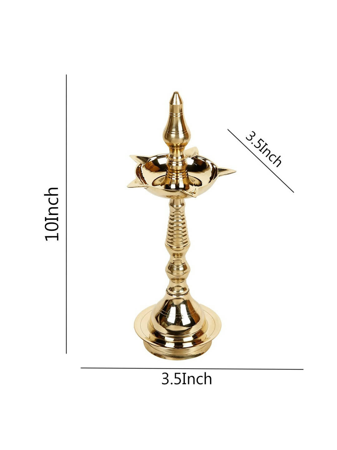 CraftVatika Gold-Toned Brass Kerala Diya Oil Lamp Stand | Grocsy