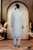 Joban Fashion Men's White Base Georgette Kurta with Pyjama | Grocsy