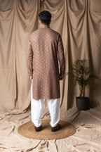 Brown Rayon Thread Embroidery Work Kurta Set - Mahotsav | Grocsy