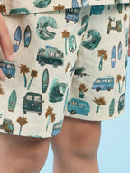 Breathables Woven Cotton Half Sleeves Beach Inspired Shirt & Shorts White | Grocsy
