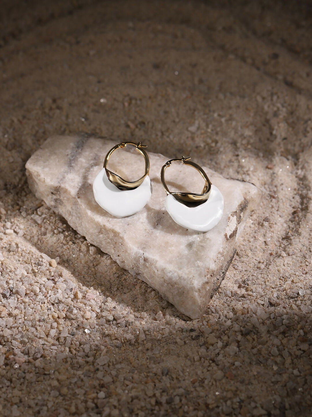 White Mother of Pearls Stone Earrings- Ruby Raang | Grocsy