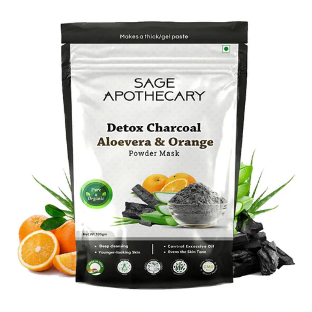 Sage Apothecary Detox Charcoal Aloevera & Orange Face Powder Face Mask | Grocsy