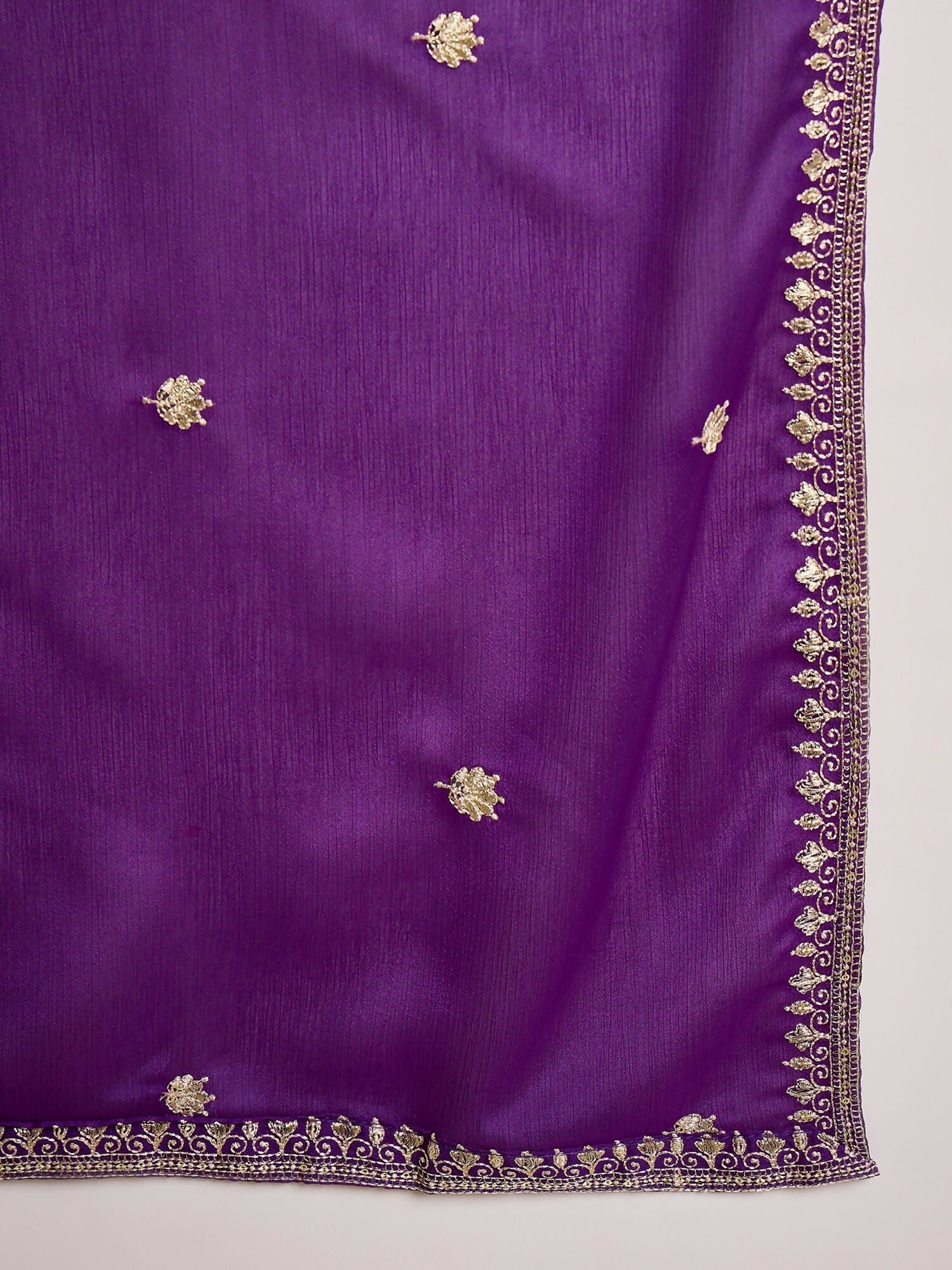 Joban Fashion Embroidery Purple Chinon Silk Kurta Set | Grocsy