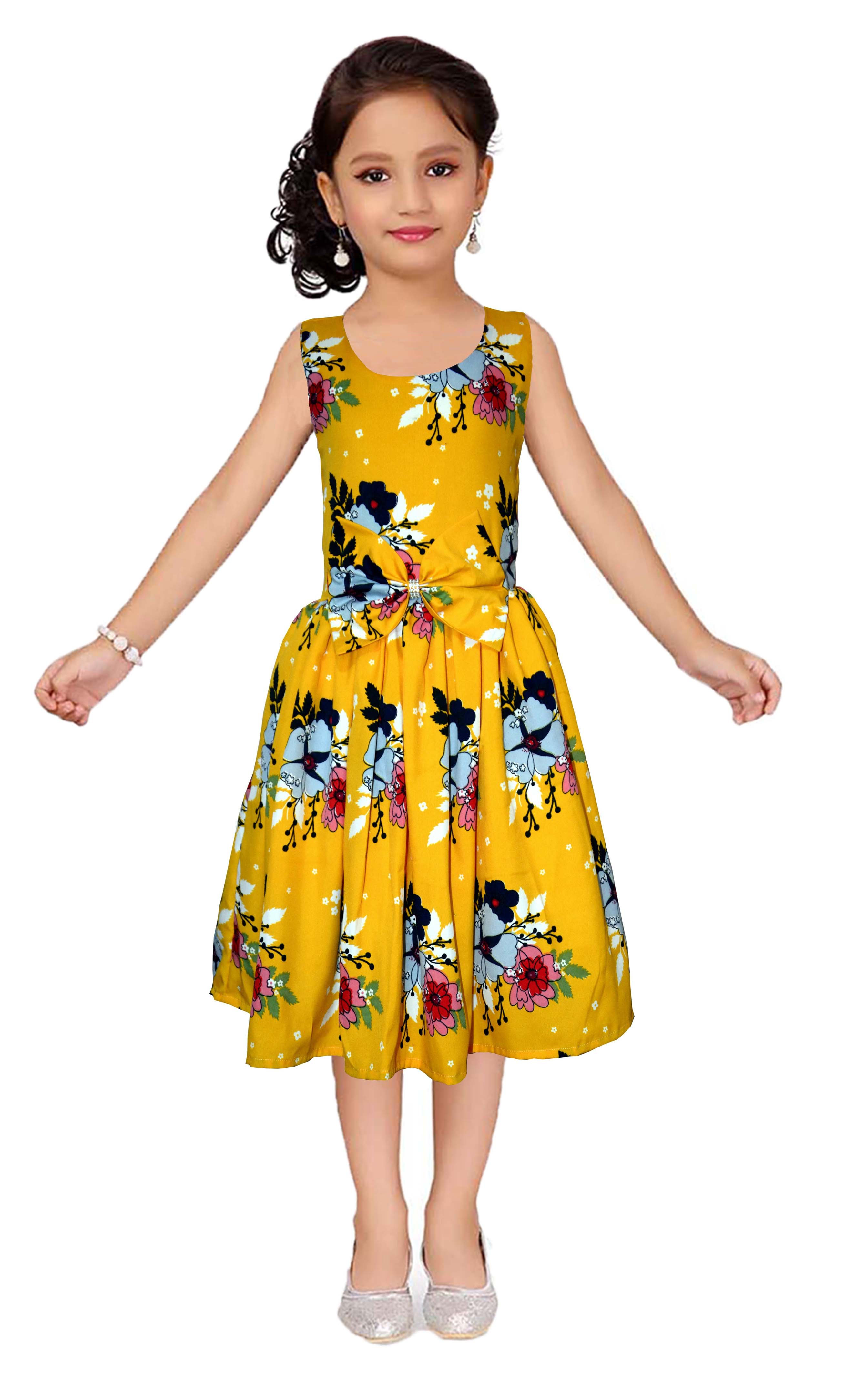 Asmaani Kids Party Wear Stylish Dresses, Perfect for Parties, Functions & Vacations - Mustard | Grocsy
