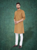 Even Apparels Men's Pure Cotton Beige Kurta | Grocsy