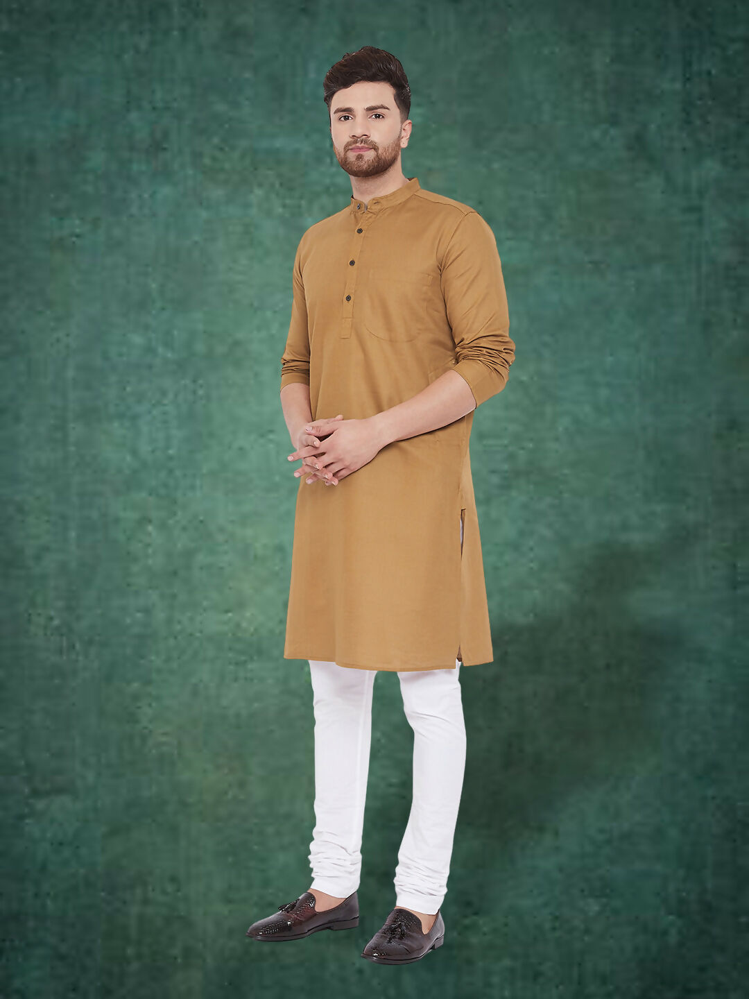 Even Apparels Men's Pure Cotton Beige Kurta | Grocsy