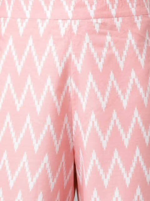 FIORRA Women's Baby Pink Cotton A-Line Kurta Set | Grocsy