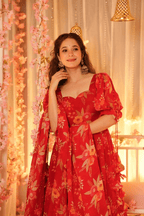 Aayaa Designer Printed Tebby Silk Suit - Multi Color | Grocsy
