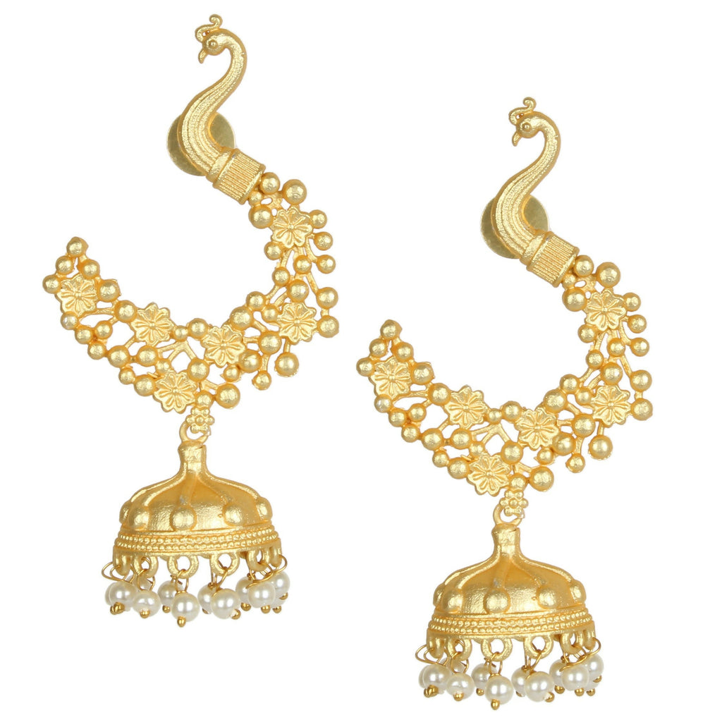 Joban Fashion Women Matte Gold Brass Jhumka | Grocsy