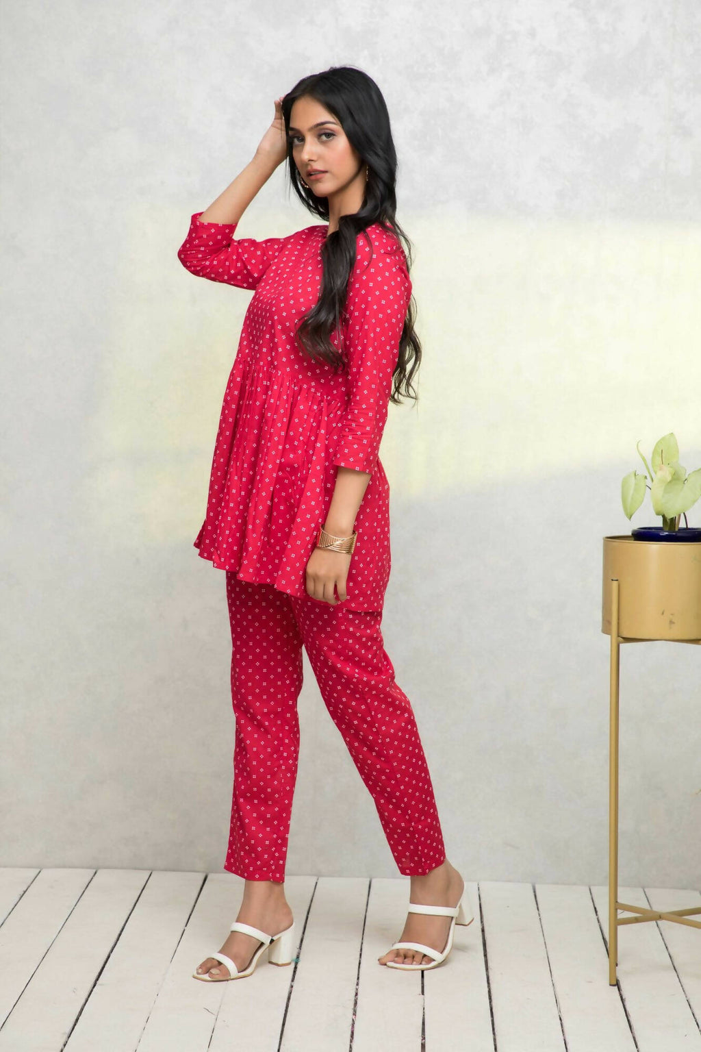 Myshka Women Red Printed Co-Ords | Grocsy