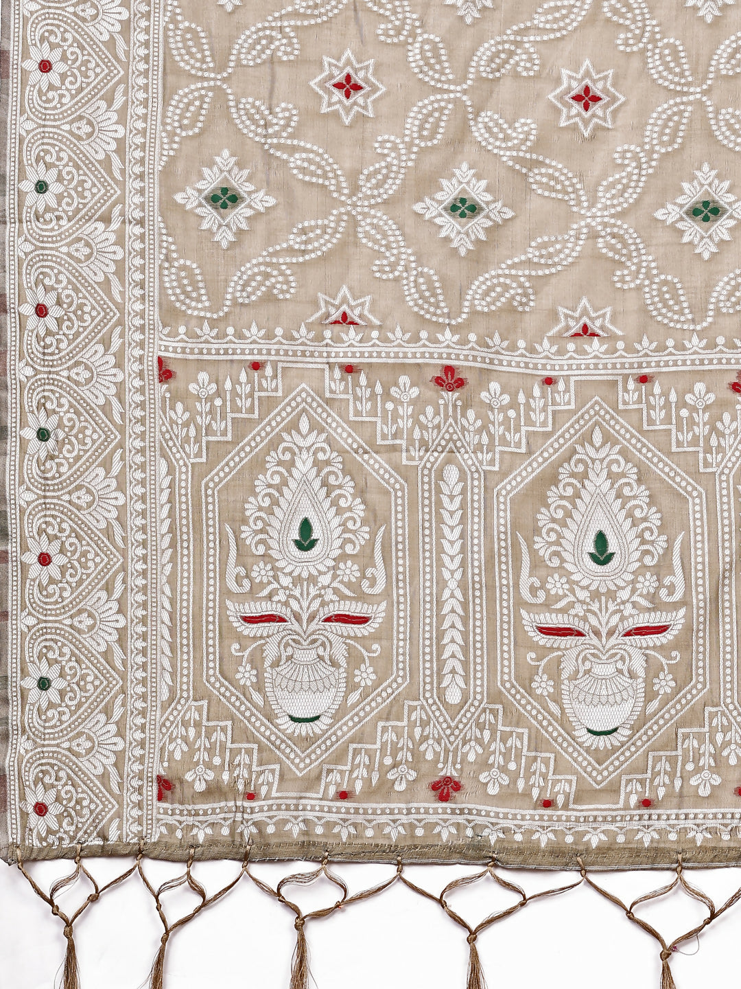 Shree Shyam Fashion Pankhuri Brown Linen Cotton Saree | Grocsy