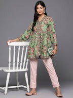 Ahalyaa Women's Traditional wear Tunic - Green | Grocsy