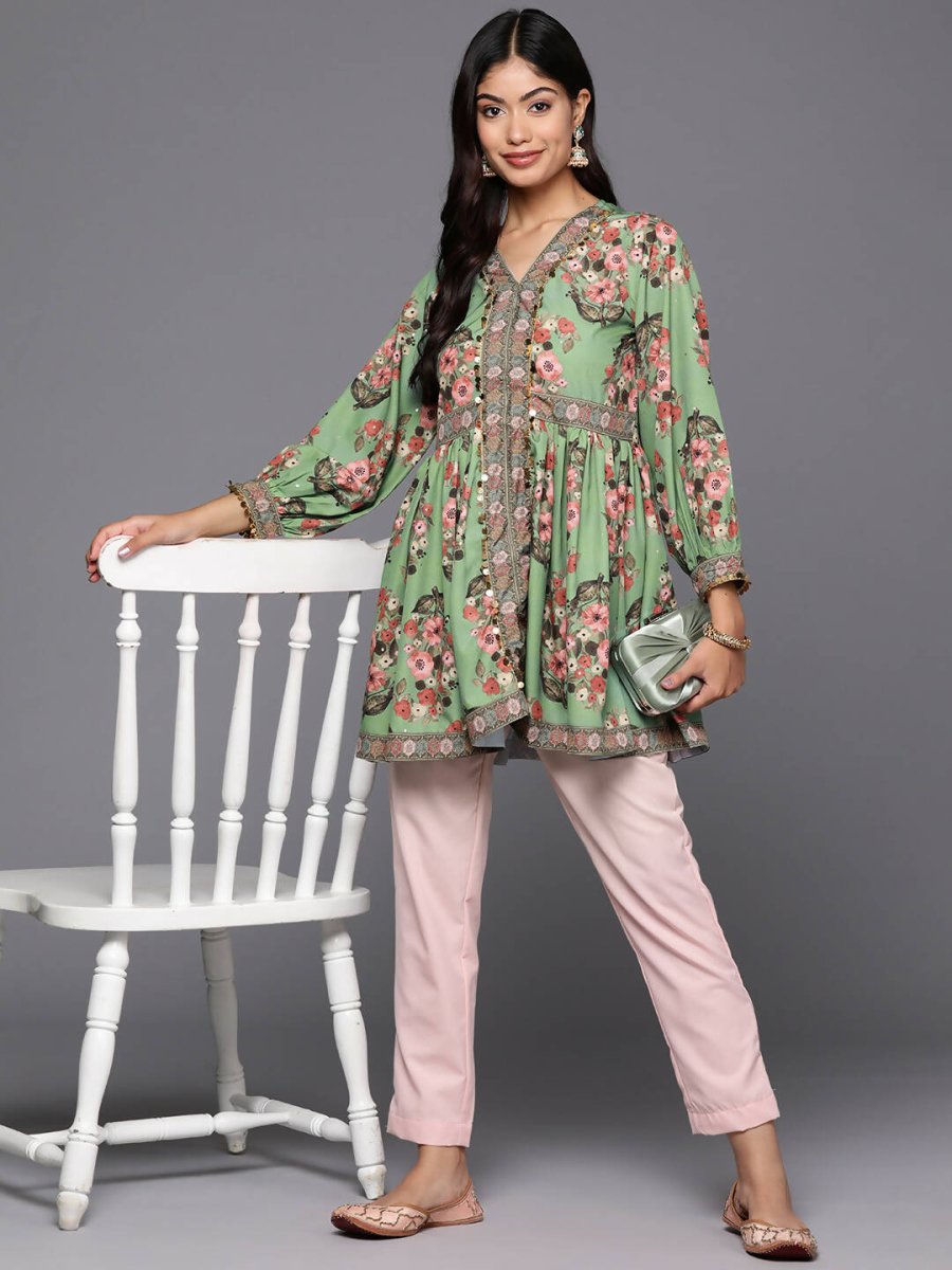 Ahalyaa Women's Traditional wear Tunic - Green | Grocsy