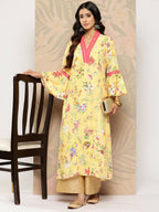 Ahalyaa Women's Traditional wear Kurta - Yellow | Grocsy