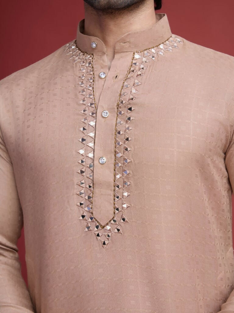 Vastranavya Exclusive Festival Wear Viscose Mirror Work on Self Weaving Kurta Only | Grocsy