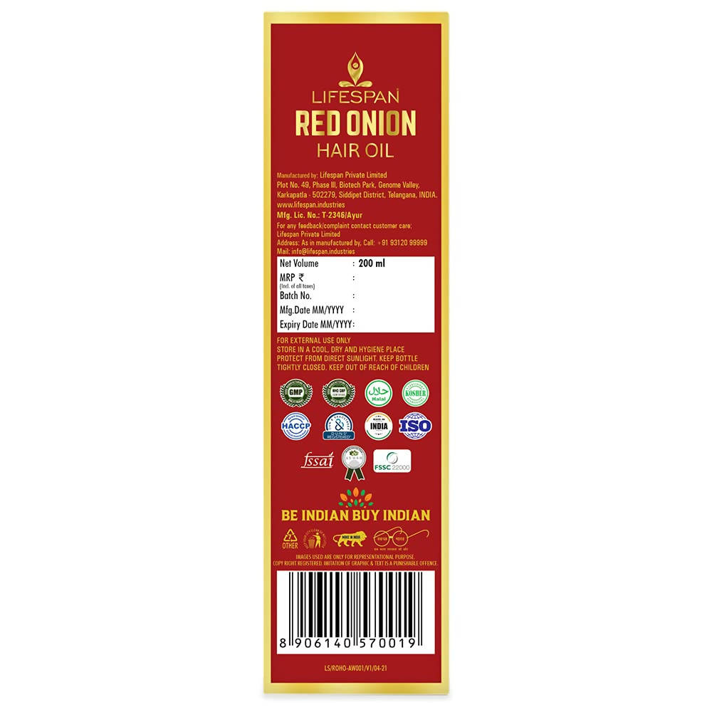LifeSpan Red Onion Hair Oil | Grocsy
