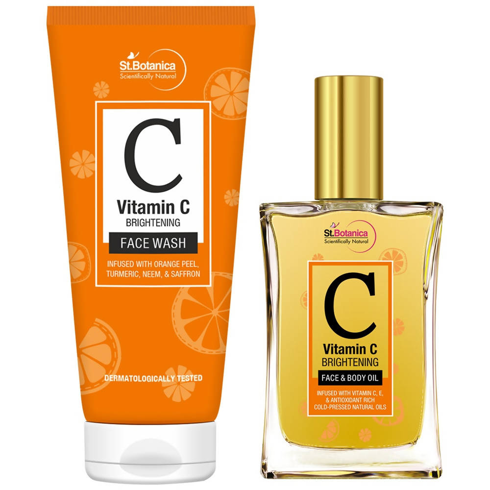 St.Botanica Vitamin C Brightening Face Wash And Face And Body Oil Combo | Grocsy