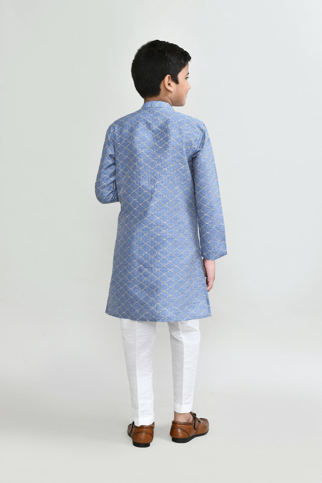 Joban Fashion Art Silk Blue Kurta With Straight Fit Pant | Grocsy
