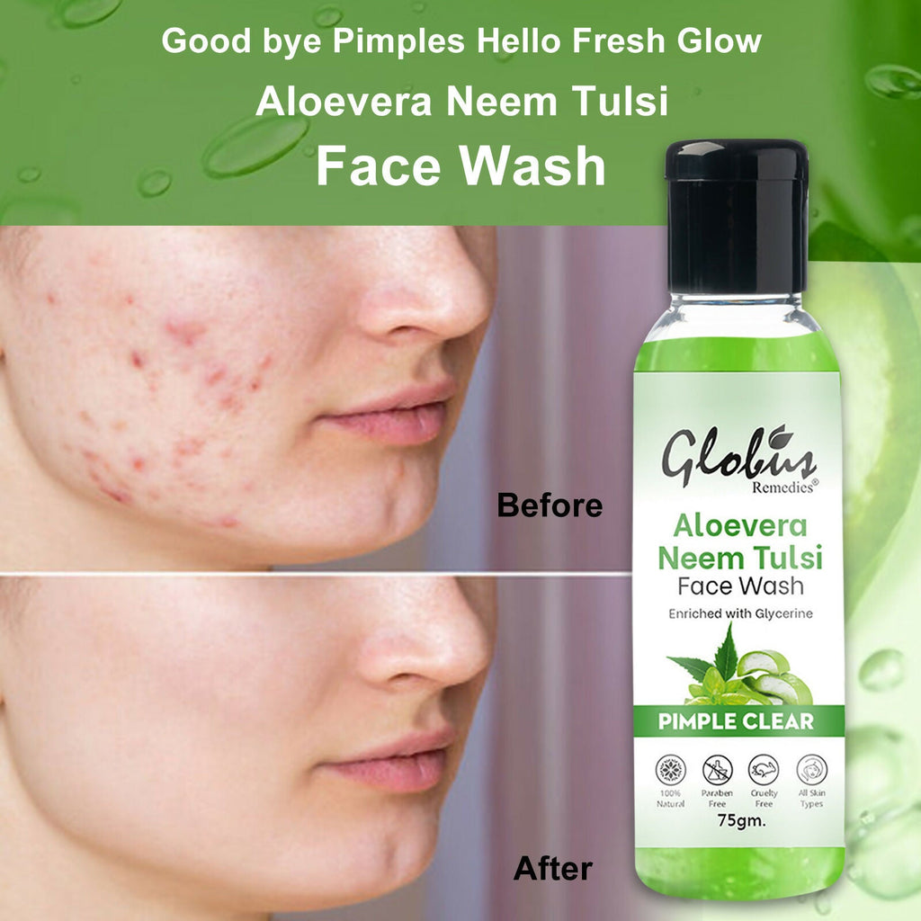 Globus Remedies Aloe vera Neem Tulsi Enriched With Glycerin & Oil Control Formula | Grocsy