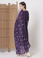 Purple Vichitra Silk Embroidery Work Kurta Set - Riya | Grocsy