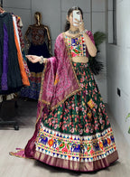 Yash Enterprise Green Silk Embroidery Semi Stitched Navratri Chaniya Choli | Grocsy