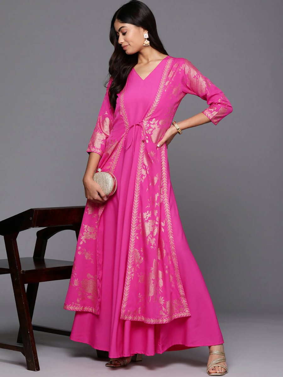Ahalyaa Women's Traditional wear Ethnic Dress - Pink | Grocsy