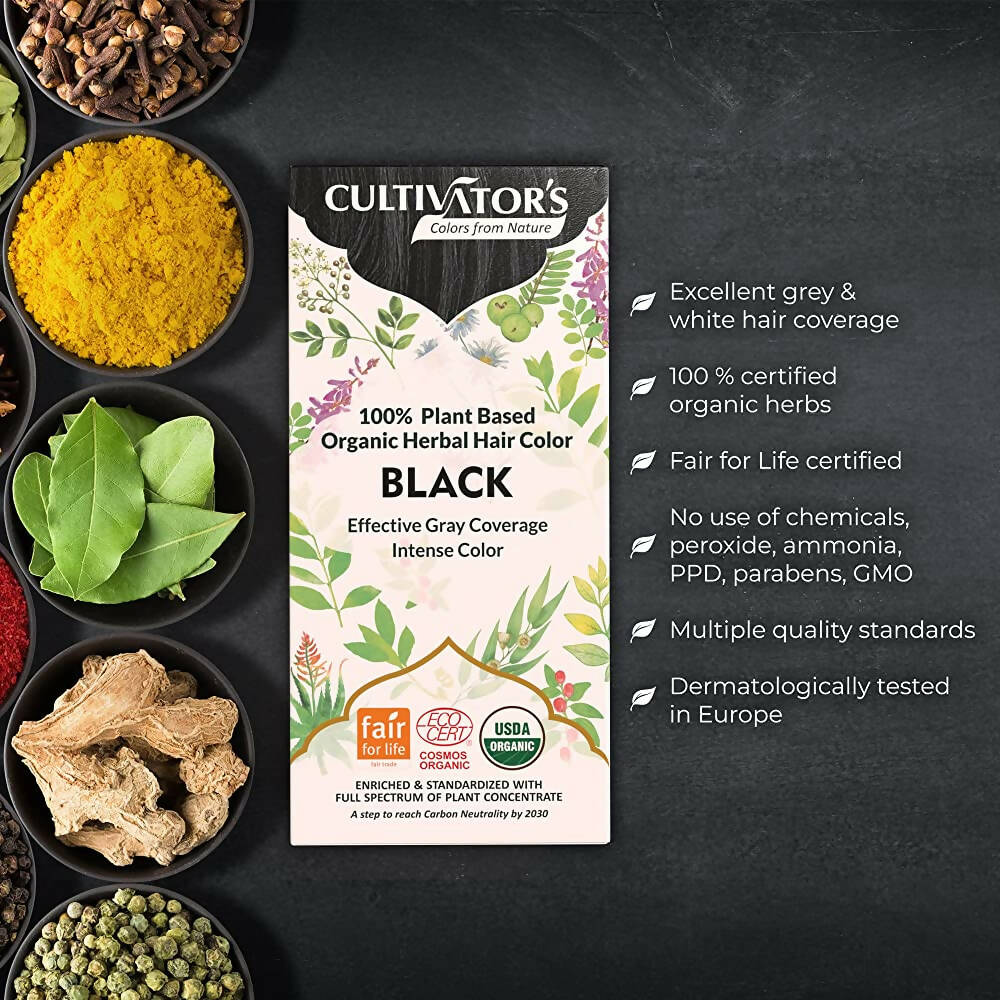 Cultivator's Organic Herbal Hair Color - Black | Grocsy