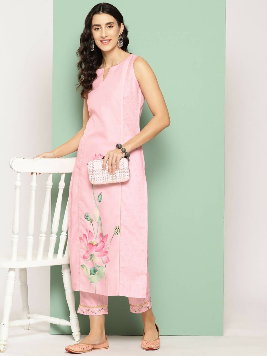 Ahalyaa Women's Traditional wear Kurta Set - Pink | Grocsy