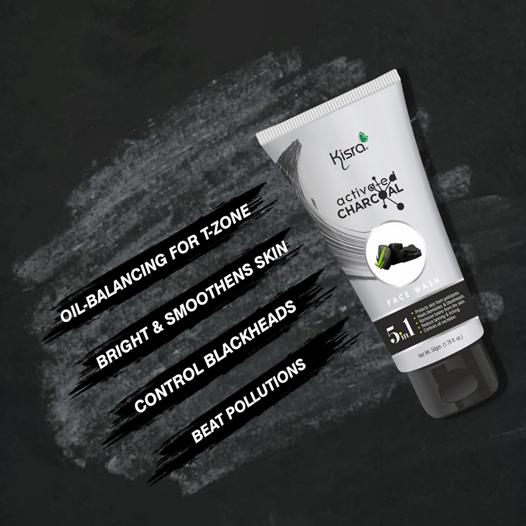 Kisra Activated Charcoal Anti-Pollution Face Wash | Grocsy